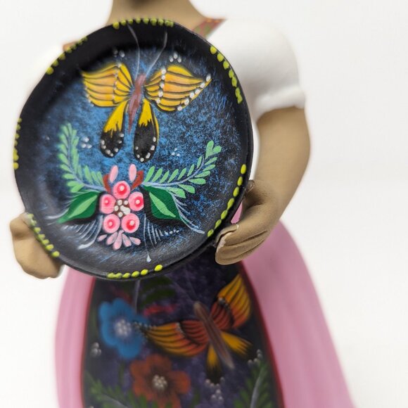 Lupita Navarro Original Mexican Folk Art Ceramic Handcrafted Hand Painted Doll - Picture 4 of 9